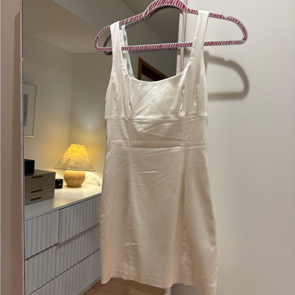 Aritzia Cream Mini shine dress